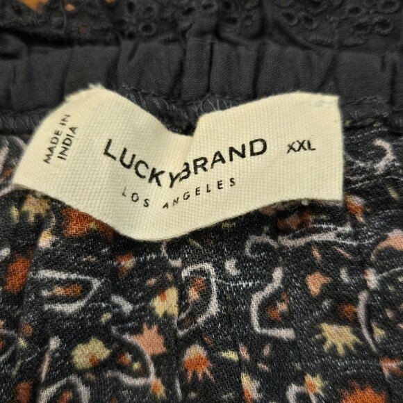 Lucky Brand Womens Paisley Printed Boho Button-Front Peasant Top Green XXL NWT - Picture 7 of 13